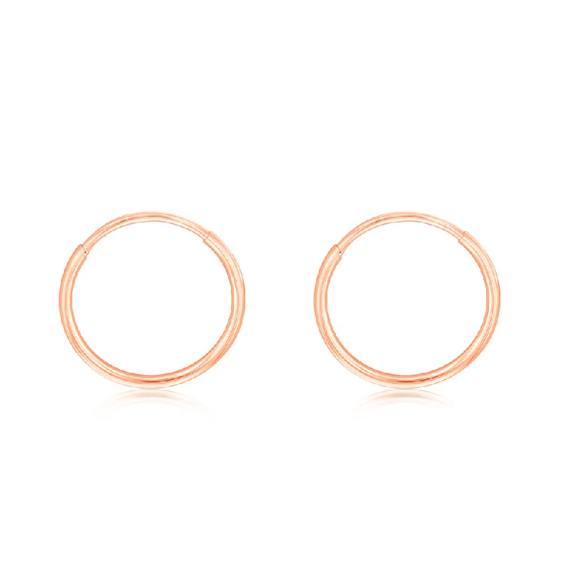 Earrings & Earrings with leather details-9ct Rose Gold Plain 10mm Sleeper Earrings