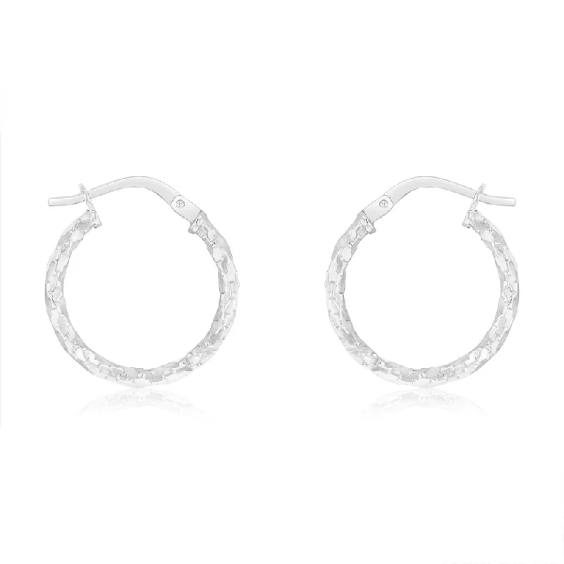 Earrings & Earrings for sustainable fashion-9ct White  Gold Silver-Filled Fancy Twisted 15mm Hoop Earrings