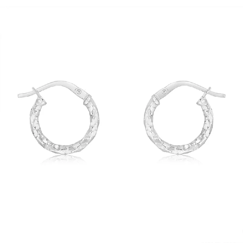 Earrings & Earrings with stainless steel-9ct White Gold Silverfilled Fancy Twisted 10mm Hoop Earrings