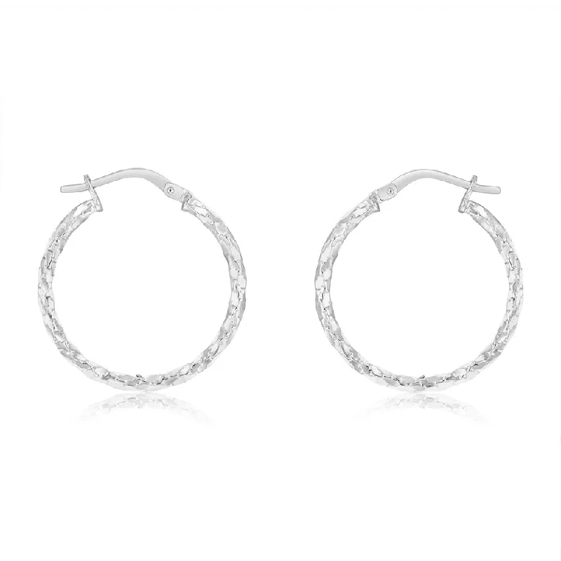 Earrings & Earrings with wooden beads-9ct White Gold Silverfilled Fancy Twisted 20mm Earrings