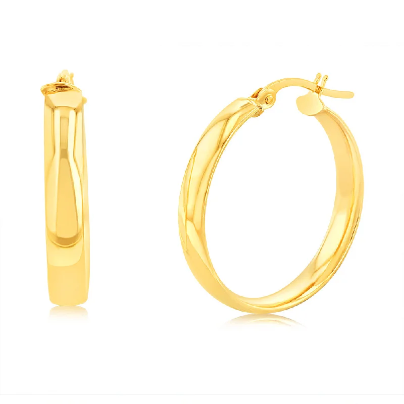 Earrings & Earrings for platinum finish-9ct Yellow Gold 20mm Plain Hoop Earrings