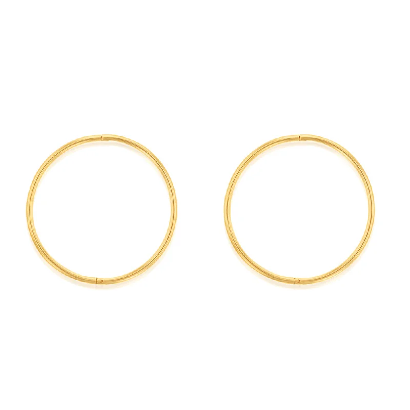 Earrings & Earrings for short studs-9ct Yellow Gold 25mm Plain Sleeper Earrings