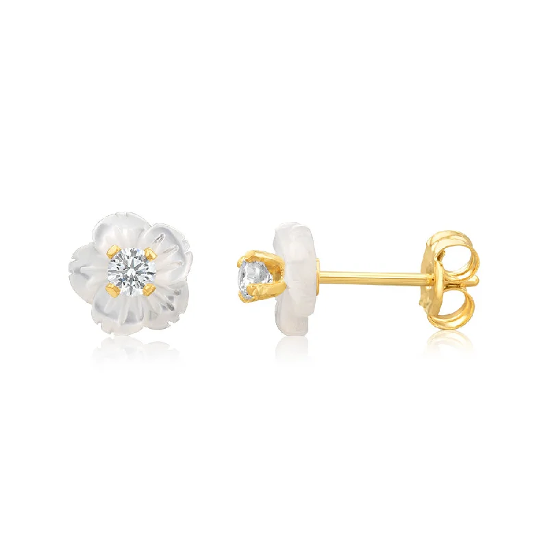 Earrings & Earrings with metallic sheen-9ct Yellow Gold 6mm Mother Of Pearl Stud Earrings