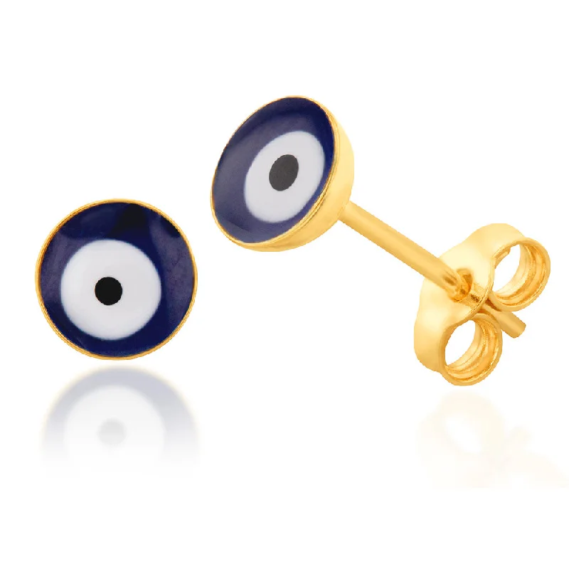 Earrings & Earrings for tribal styles-9ct Yellow Gold Evil Eye Stud Earrings