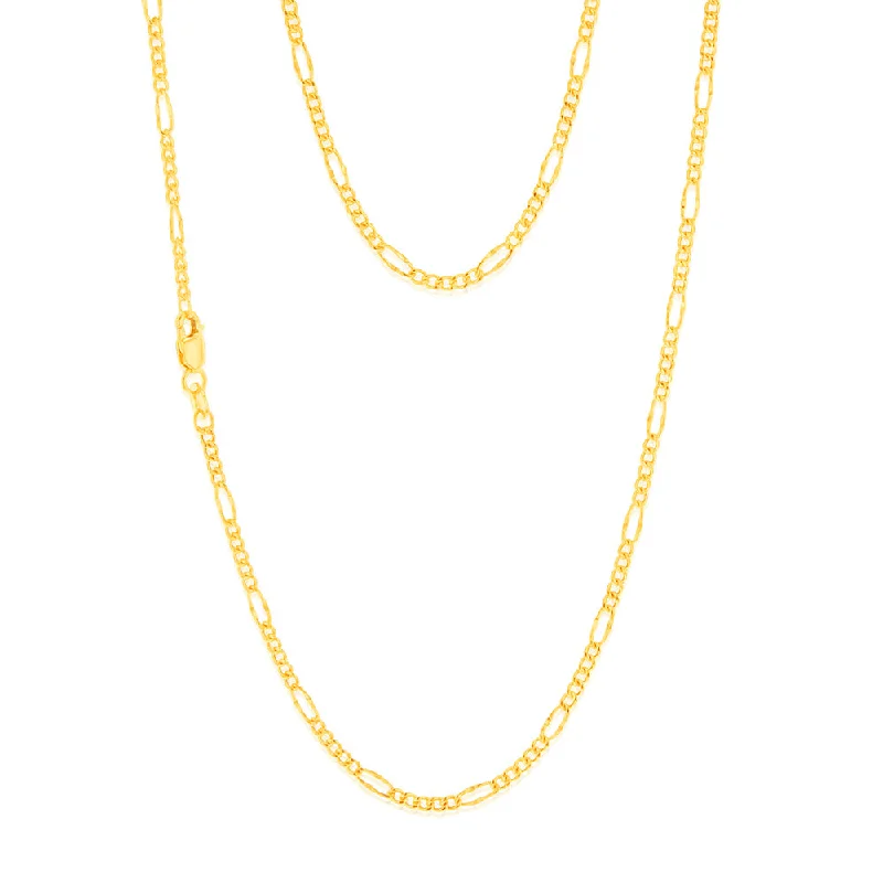 9ct Yellow Gold Fancy Figaro 45cm Chain