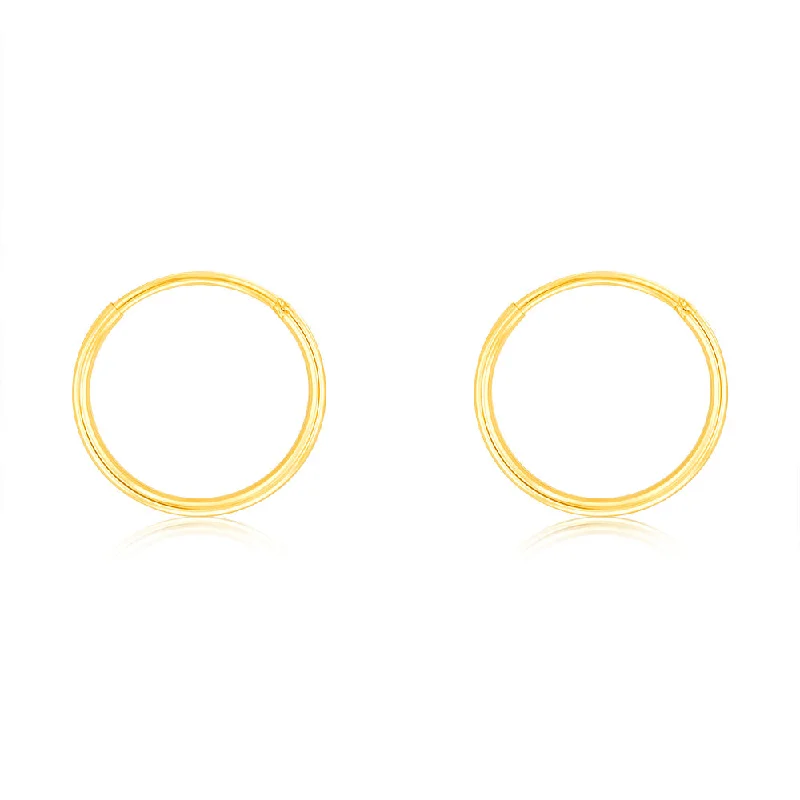 Earrings & Earrings for fabric textures-9ct Yellow Gold Plain 10mm Sleeper Earrings