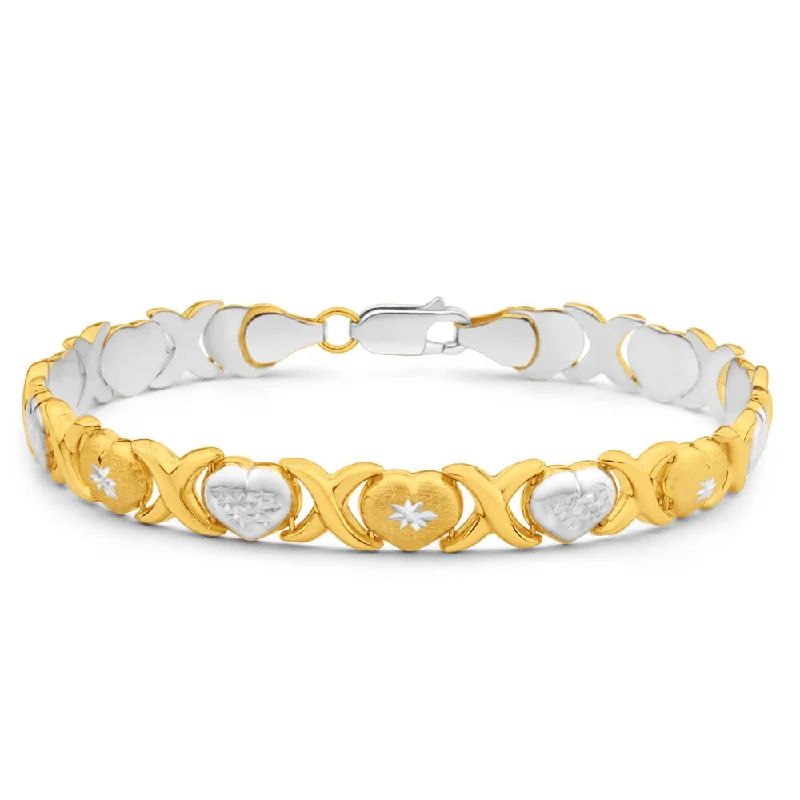 9ct Yellow Gold Silver Filled 19cm Cute Fancy Bracelet