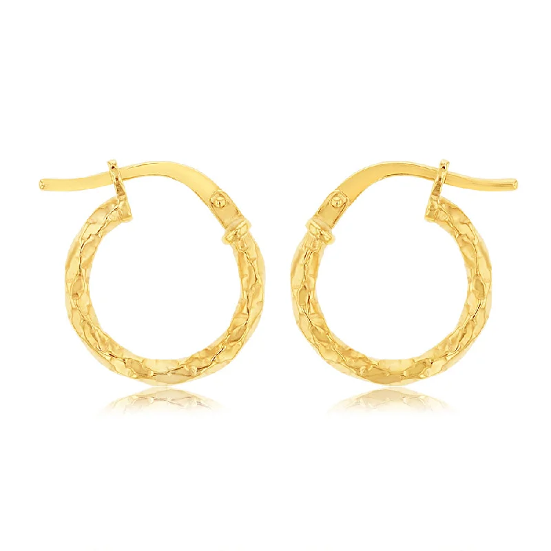 Earrings & Earrings with metallic sheen-9ct Yellow Gold Silverfilled Fancy Twisted 10mm Earrings