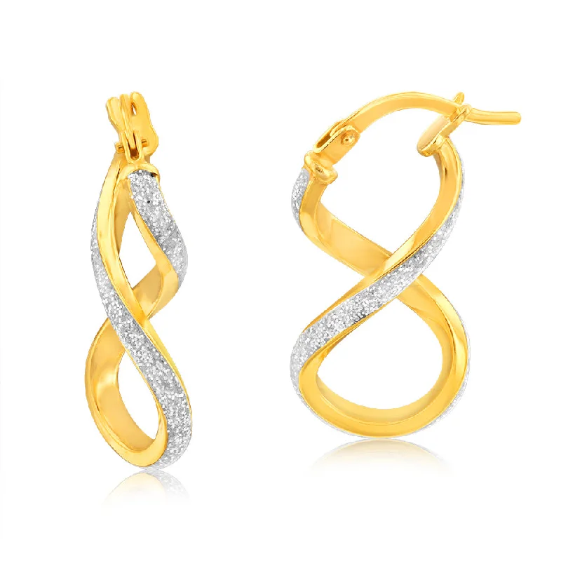 Earrings & Earrings with resin art-9ct Yellow Gold Silverfilled Stardust Infinity Hoop Earrings