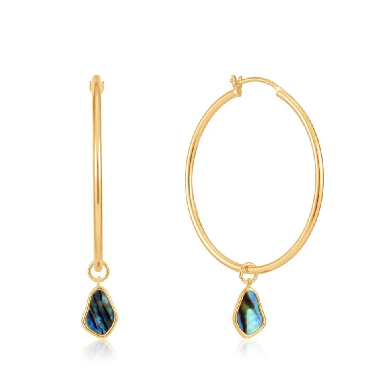 Earrings & Earrings for crystal sparkle-Ania Haie Gold Plated Sterling Silver Tidal Abalone Drop Hoop Earrings