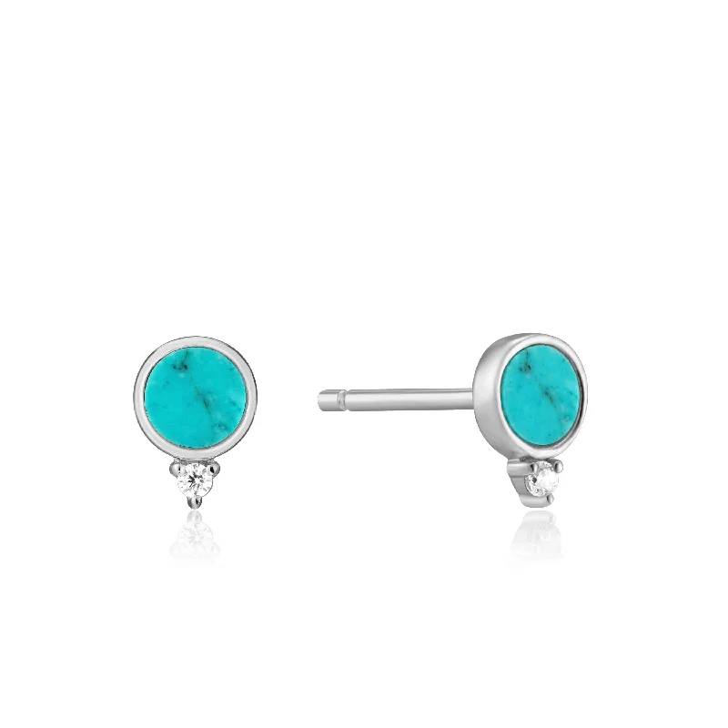 Earrings & Earrings with bold colors-Ania Haie Sterling Silver Hidden Gem Turquoise Stud Earrings