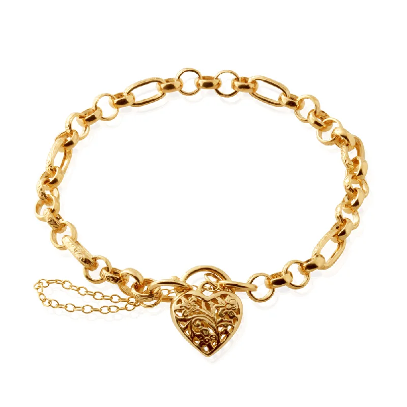 Belcher 5+1 padlock bracelet in 9ct Gold