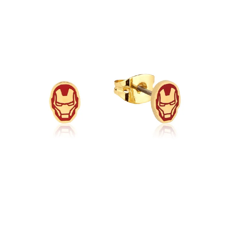 Earrings & Earrings with chandelier flair-Disney Gold Plated Stainless Steel Iron Man Stud Earrings