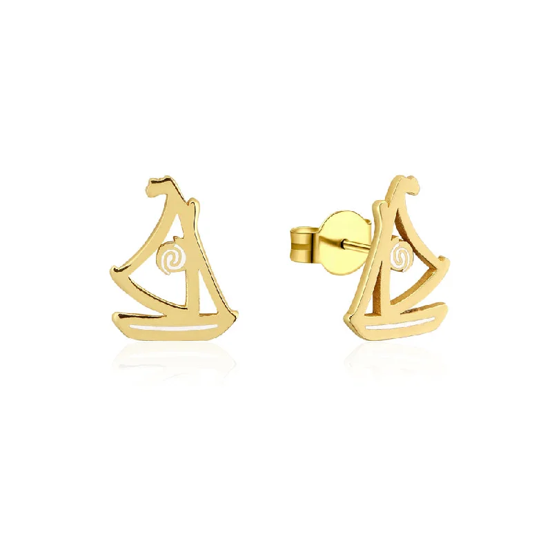 Earrings & Earrings with clip-on options-Disney Princess Gold Plated Moana 12mm Stud Earrings