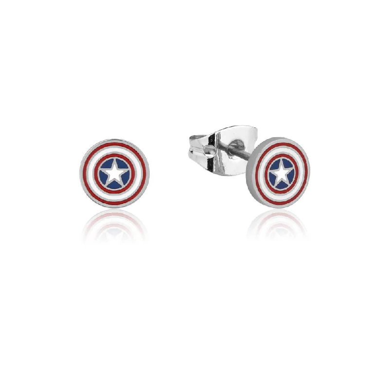 Earrings & Earrings for artisan designs-Disney Stainless Steel Captain America Stud Earrings