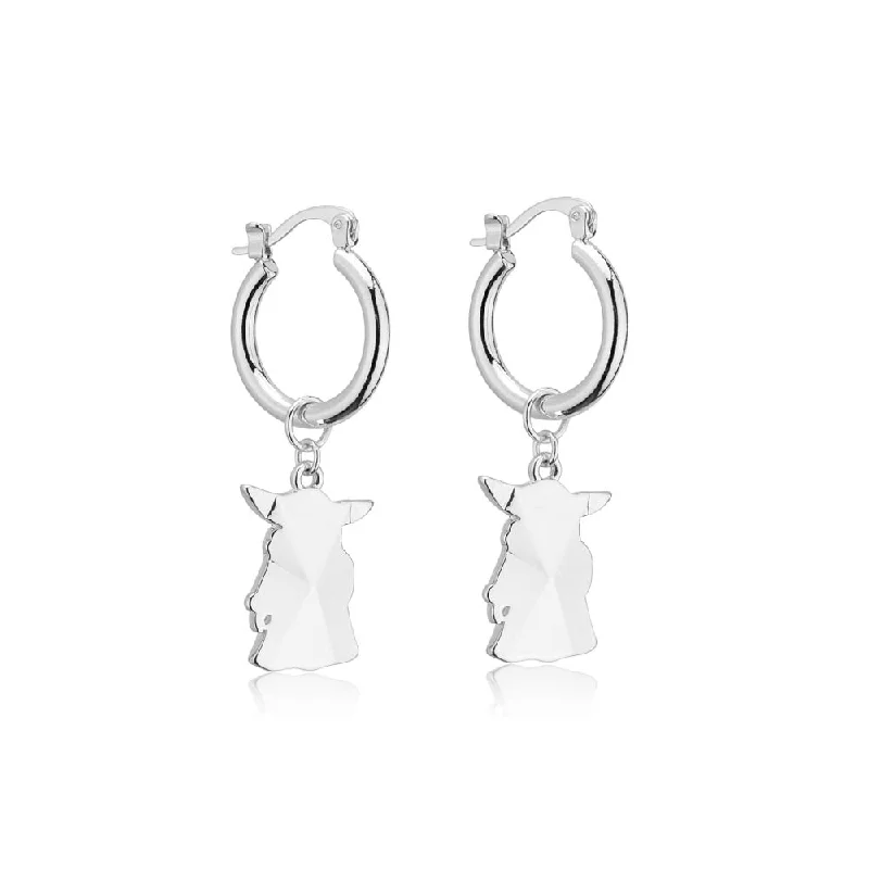 Earrings & Earrings for holiday presents-Disney White Gold-Plated Stainless steel Grogu Hoop Earrings