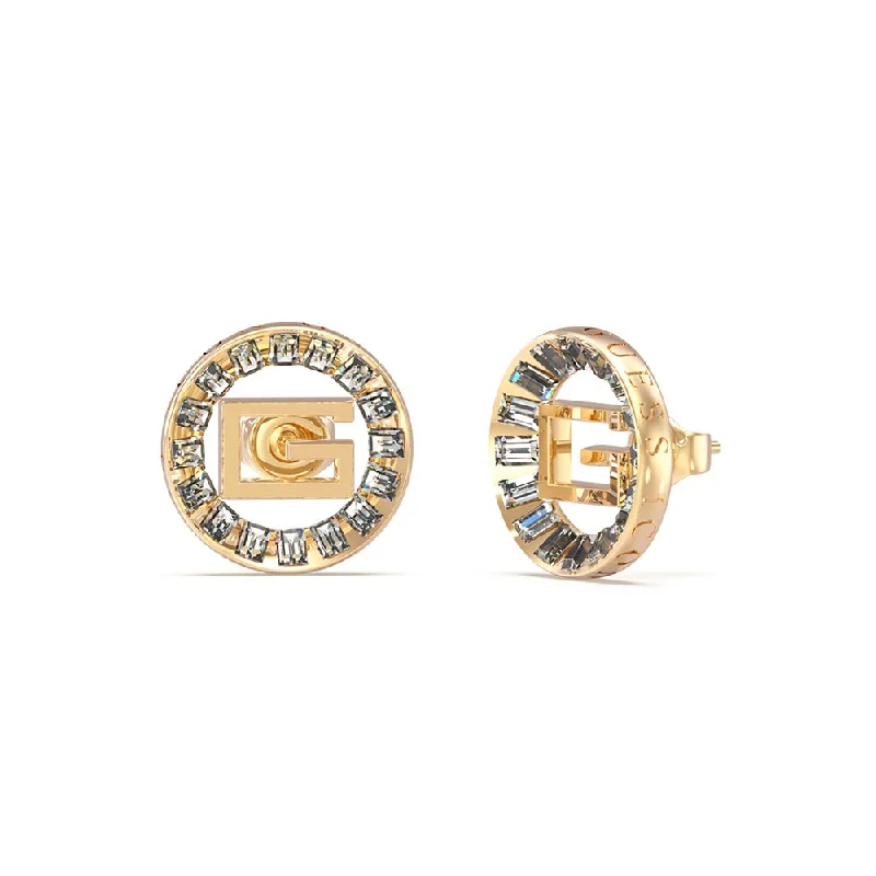 Earrings & Earrings with lightweight travel-Guess Gold Plated Stainless Steel 19mm Baguette Stud Earrings