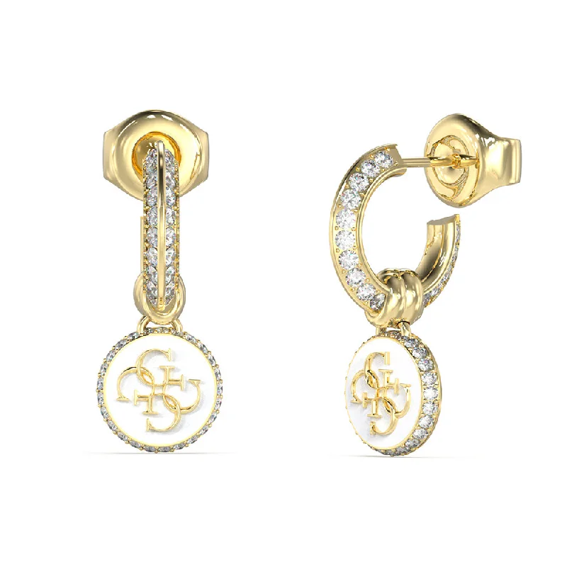 Earrings & Earrings for bridesmaids gifts-Guess Gold Plated Stainless Steel 25mm 4G Logo Knot Huggies Earrings