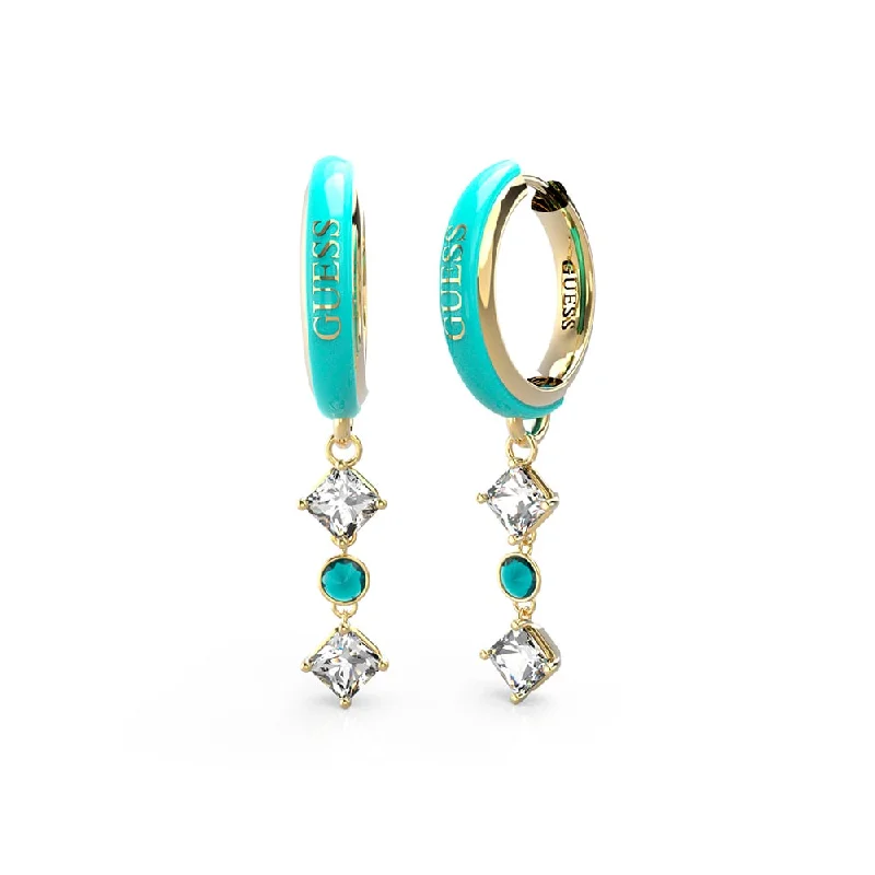 Earrings & Earrings with hypoallergenic materials-Guess Gold Plated Stainless Steel 30mm Aqua Huggies Earrings