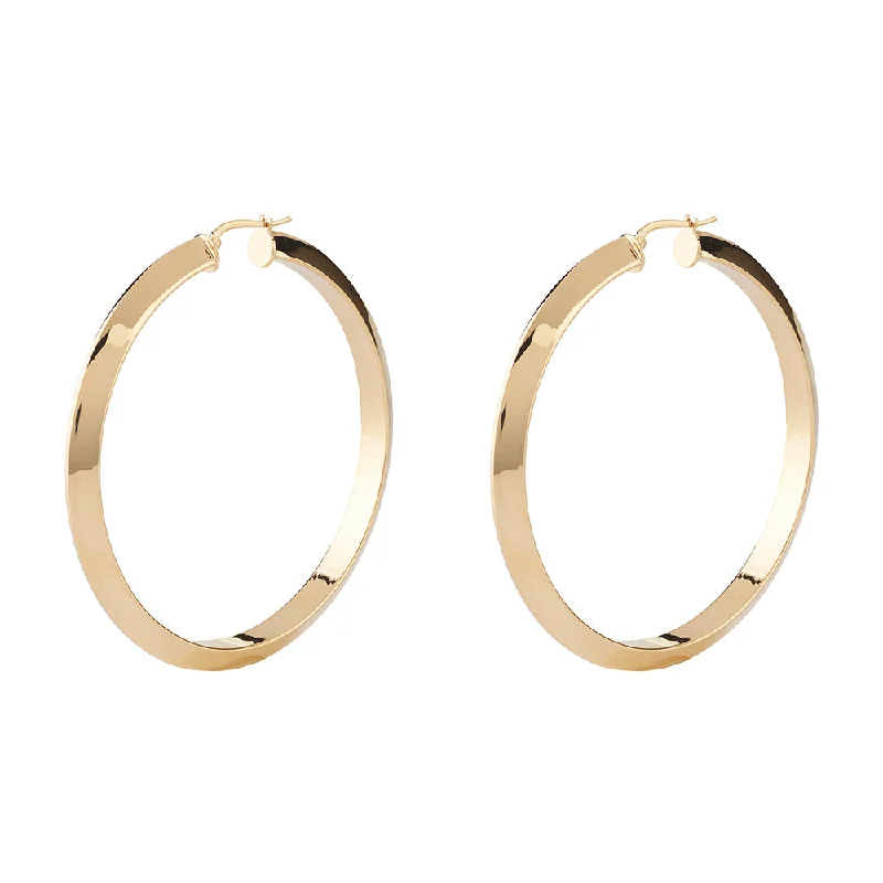 Earrings & Earrings with hoop designs-Guess Gold Plated Stainless Steel 60mm Triangle Superlight Hoop Earrings