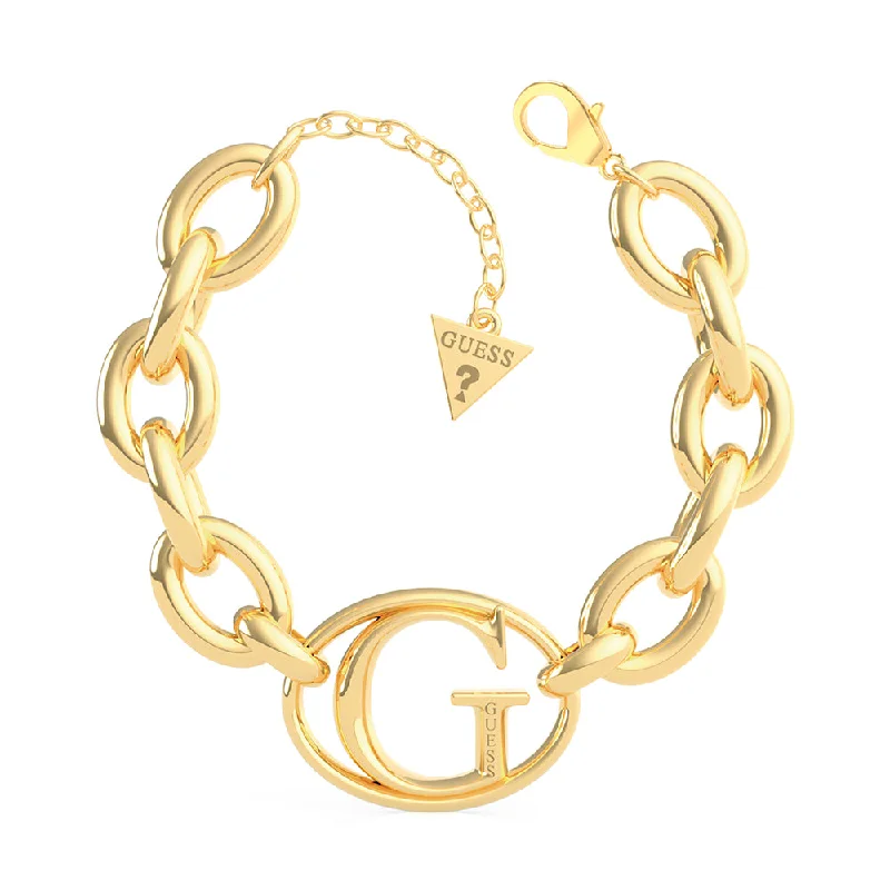 Guess Gold Plated Stainless Steel Chain and 26mm G Logo Bracelet