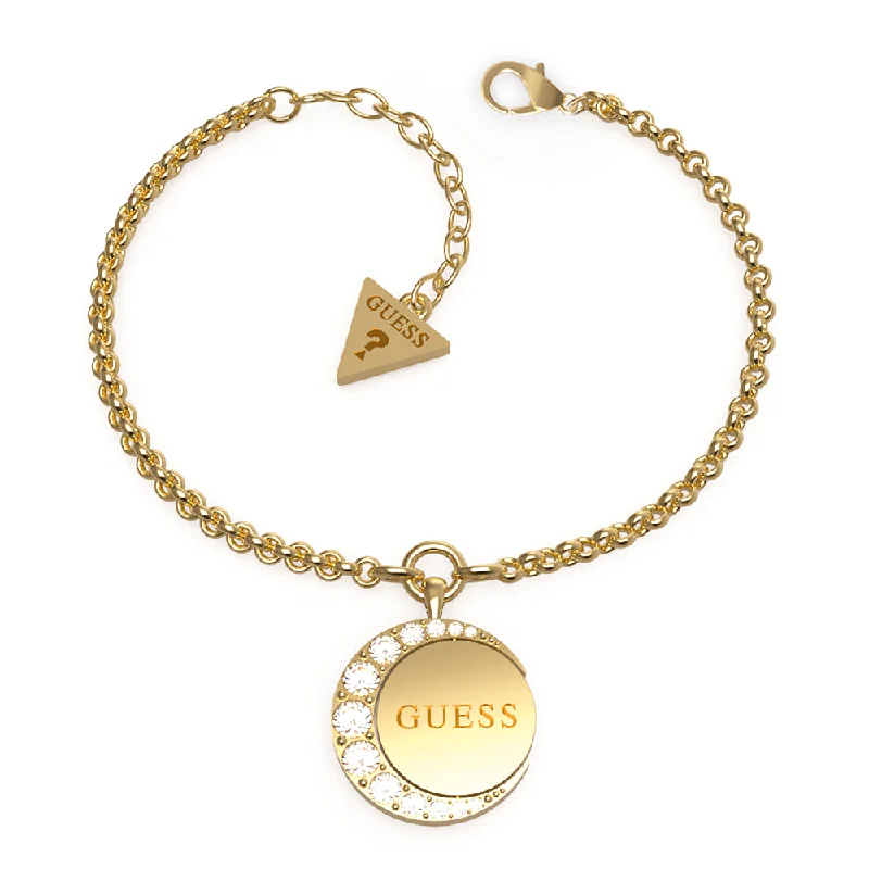 Guess Gold Plated Stainless Steel Single Chain & Turning Coin Bracelet