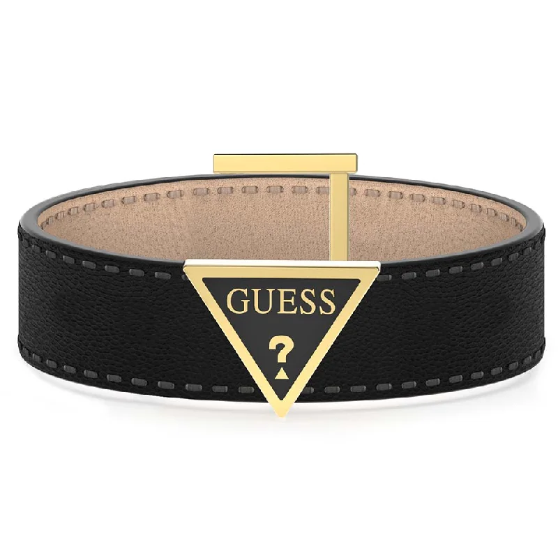 Guess Gold Plated Stainless Steel Triangle Black Bracelet