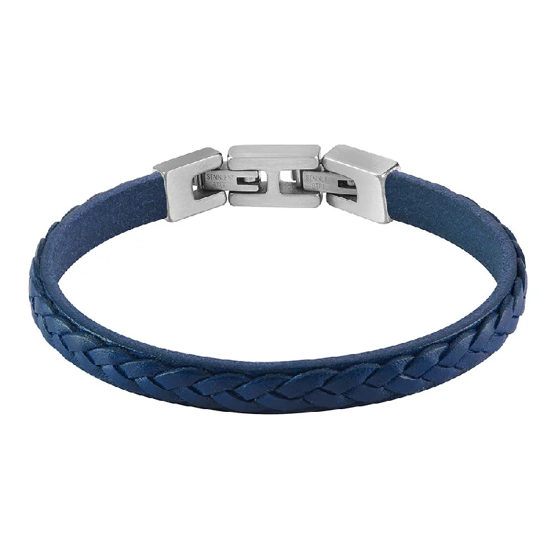 Guess Mens Jewellery Stainless Steel Tucson 8mm Braided Blue Strap Bracelet