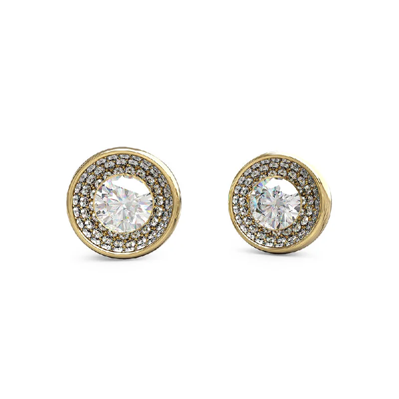 Earrings & Earrings for symmetrical sets-Guess Stainless Steel Gold Plated 12mm Solitaire Stud Earrings