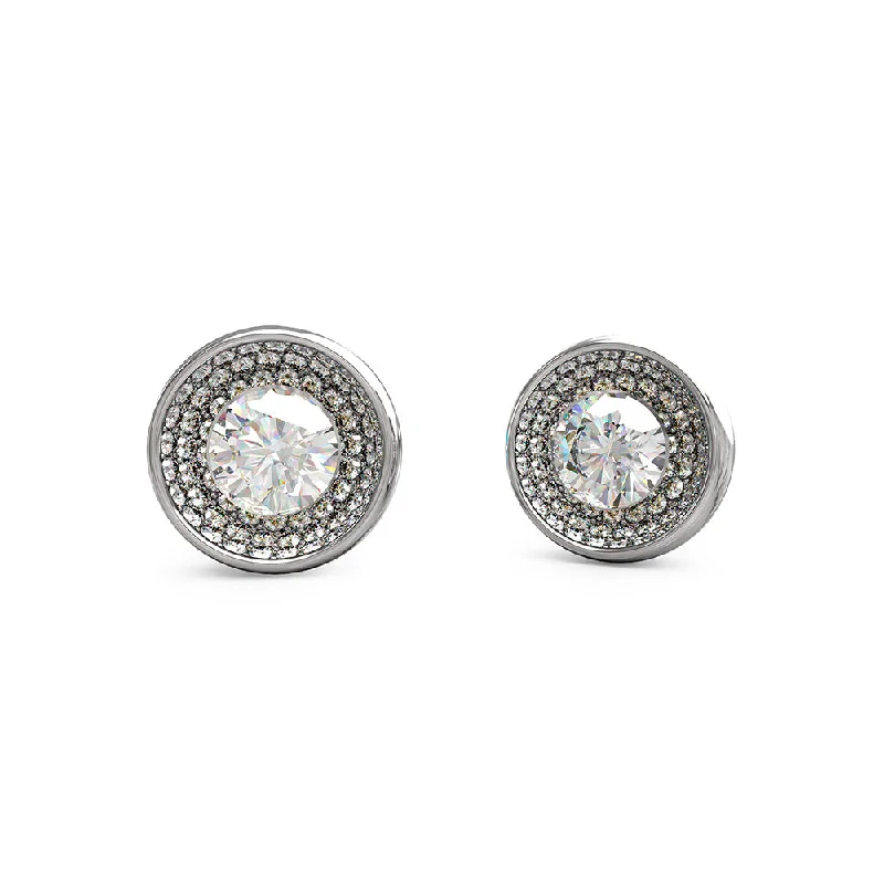 Earrings & Earrings with stainless steel-Guess Stainless Steel Rhodium Plated 12mm Solitaire Stud Earrings