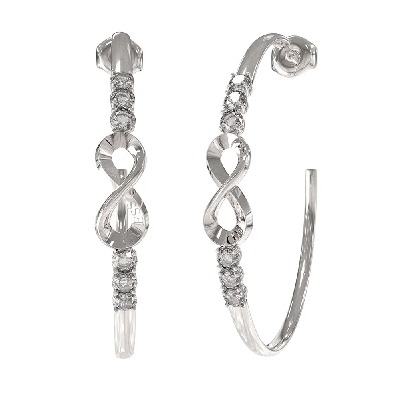 Earrings & Earrings for sun designs-Guess Stainless Steel Rhodium Plated 50mm Infinity Hoop Earrings