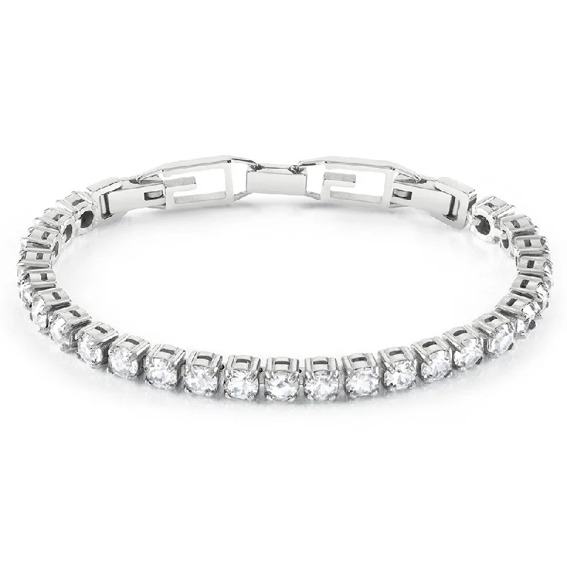 Guess Stainless Steel Tennis Clear CZ G Buckle Bracelet