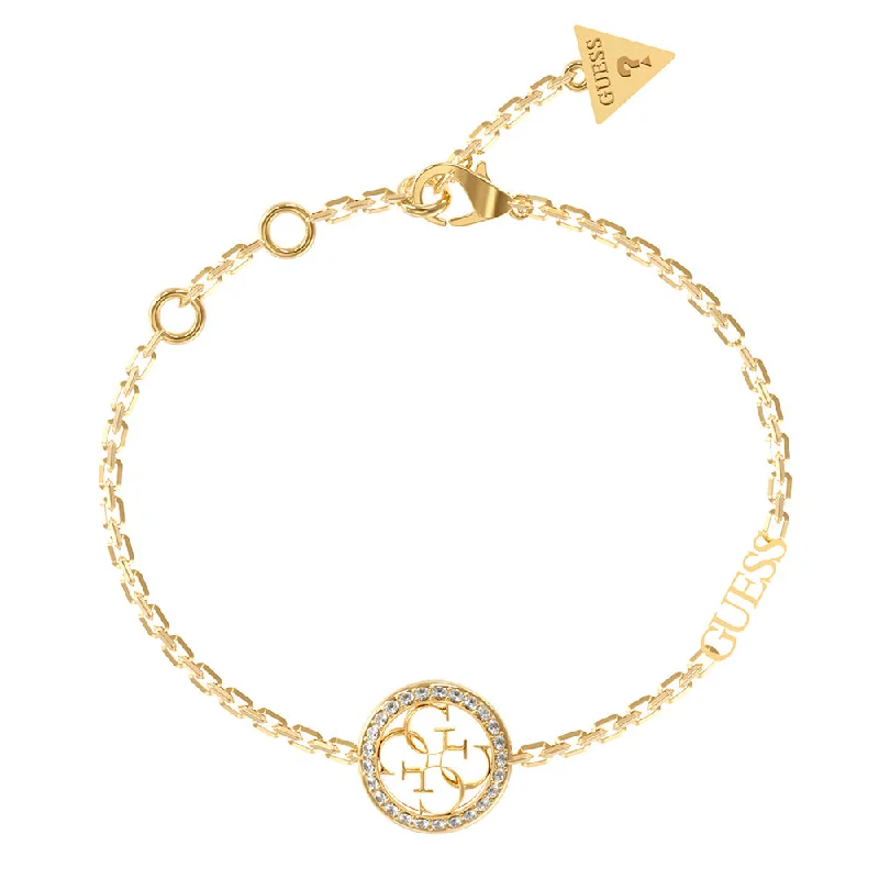 Guess Yellow Gold Plated 4G And Cubic Zirconia Coin Bracelet