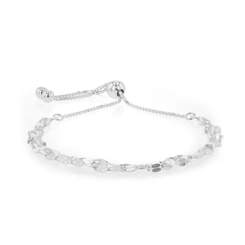 Sterling Silver 21cm Multi Chain Fancy Slider Bracelet