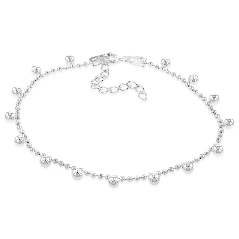 Sterling Silver Ball Charms On 19cm Bracelet