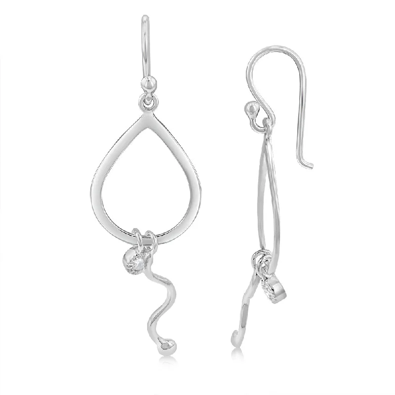 Earrings & Earrings for women fashion-Sterling Silver Cubic Zirconia Pear Drop Earrings