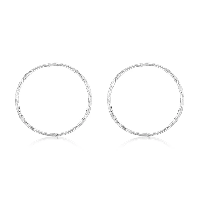 Earrings & Earrings for kids jewelry-Sterling Silver Facet 25mm Sleeper Earrings