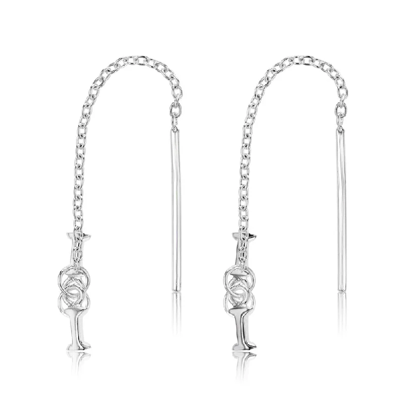 Earrings & Earrings for everyday elegance-Sterling Silver Initial I Threader Drop Earrings