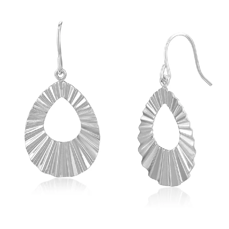 Earrings & Earrings for futuristic looks-Sterling Silver Patterned Open Tear Drop Earrings