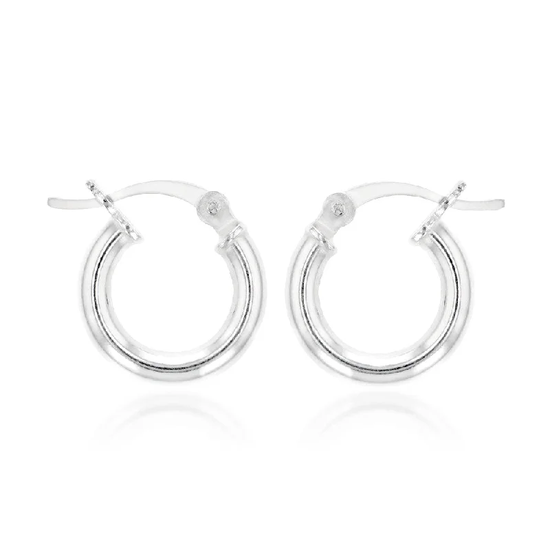 Earrings & Earrings with moon phases-Sterling Silver Plain 12mm Hoop Earrings