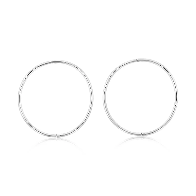 Earrings & Earrings for boho style-Sterling Silver Plain 25mm Sleeper Earrings