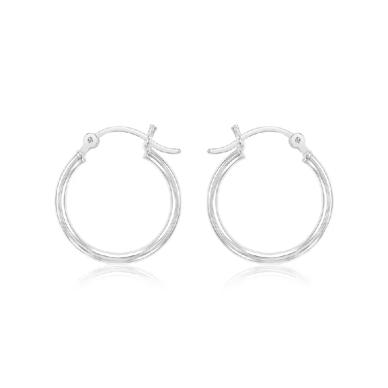 Earrings & Earrings for travel jewelry-Sterling Silver Plain Round 20mm Hoop Earrings