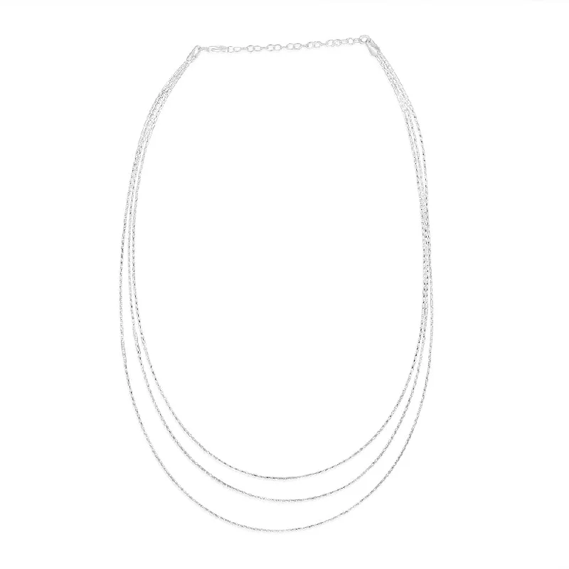 Sterling Silver Triple Layer 40+5cm Chain