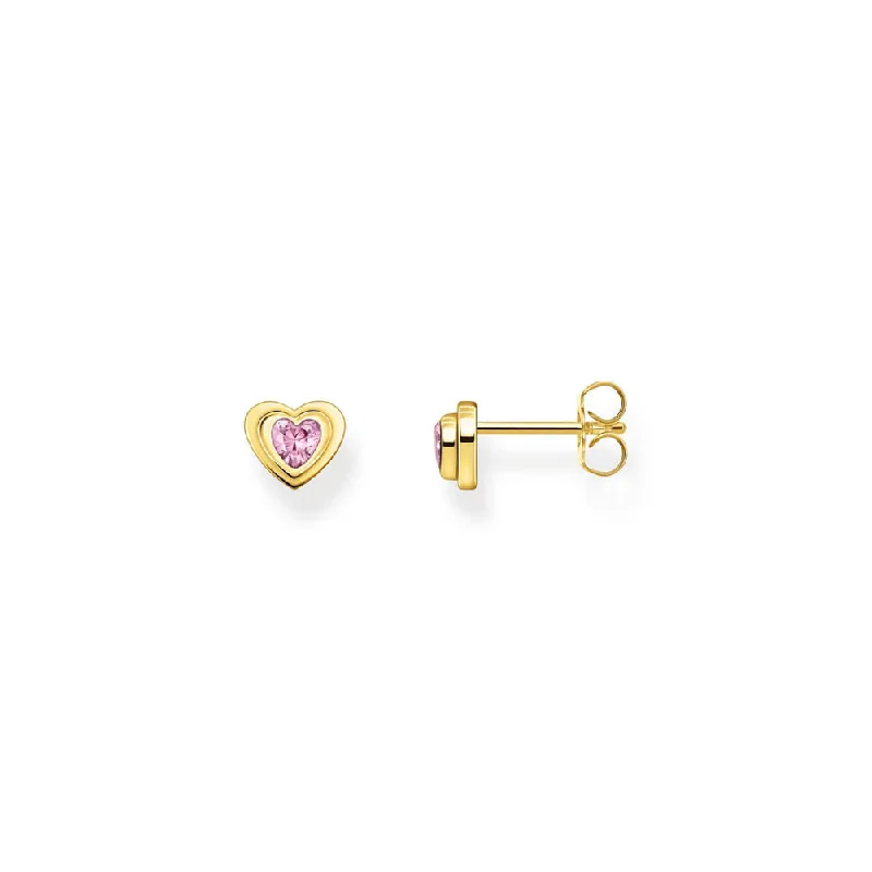 Earrings & Earrings for star motifs-Thomas Sabo Gold Plated Sterling Silver Cosmic Heart Pink CZ Stud Earrings