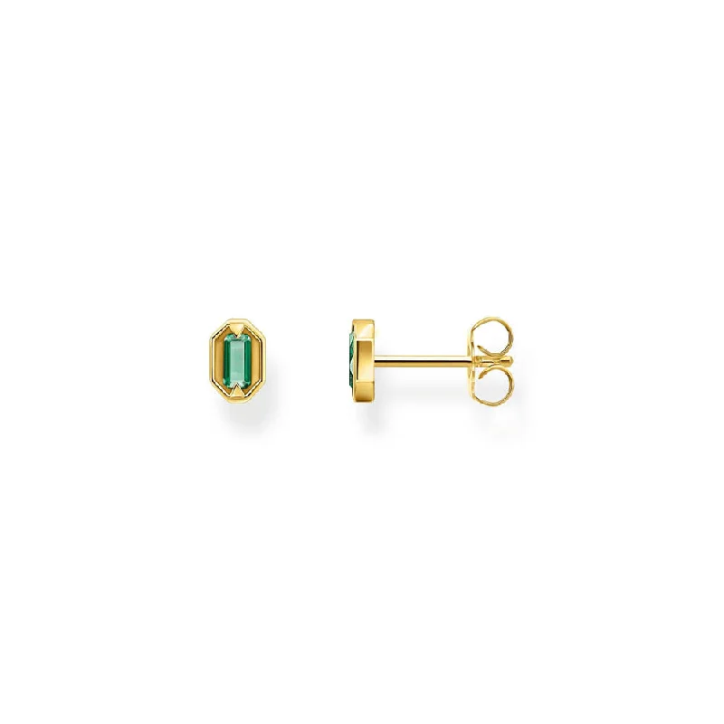 Earrings & Earrings for layered looks-Thomas Sabo Gold Plated Sterling Silver Crocodile Rock Green Stud Earrings