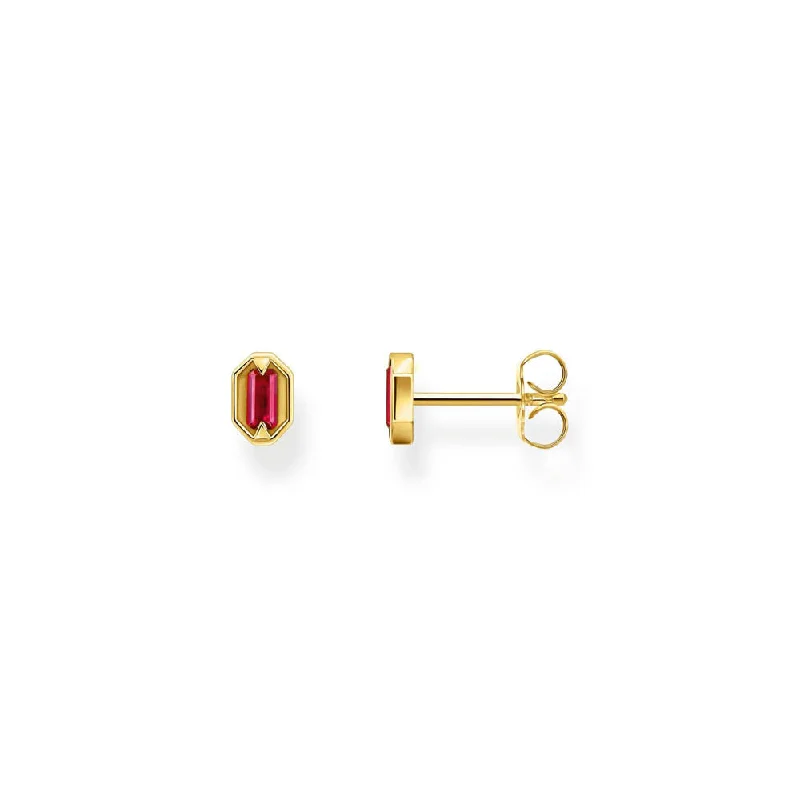 Earrings & Earrings with sports themes-Thomas Sabo Gold Plated Sterling Silver Crocodile Rock Red Stud Earrings