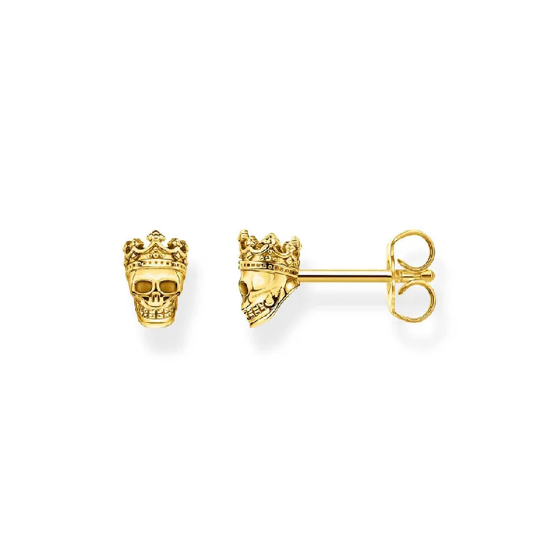 Earrings & Earrings for kids jewelry-Thomas Sabo Gold Plated Sterling Silver Rebel Skull Crown Earrings