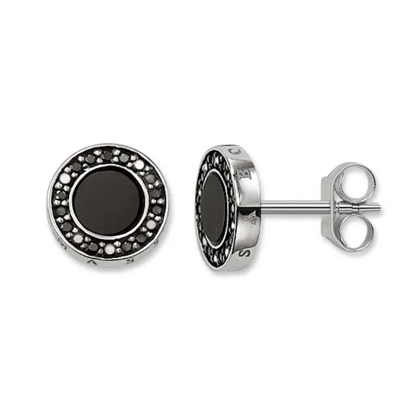 Earrings & Earrings for men styles-Thomas Sabo Sterling Silver Black CZ Stud Earrings