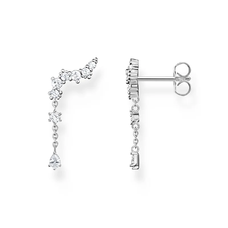 Earrings & Earrings for futuristic looks-Thomas Sabo Sterling Silver Charm Club Snow Crystal CZ Ear Climbers Earrings