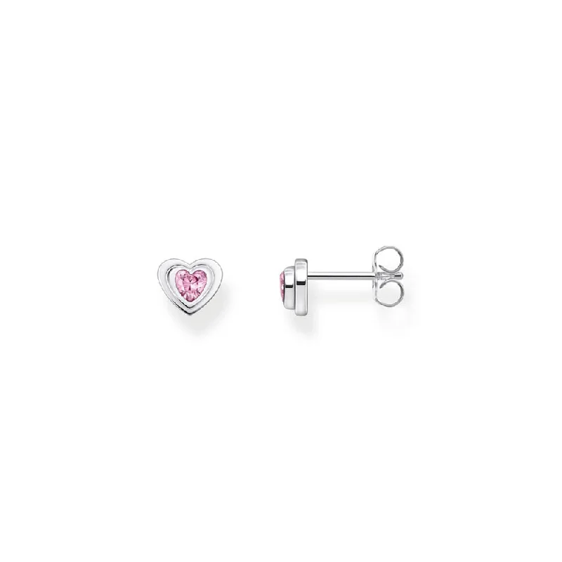 Earrings & Earrings for symmetrical sets-Thomas Sabo Sterling Silver Cosmic Heart Pink CZ Stud Earrings